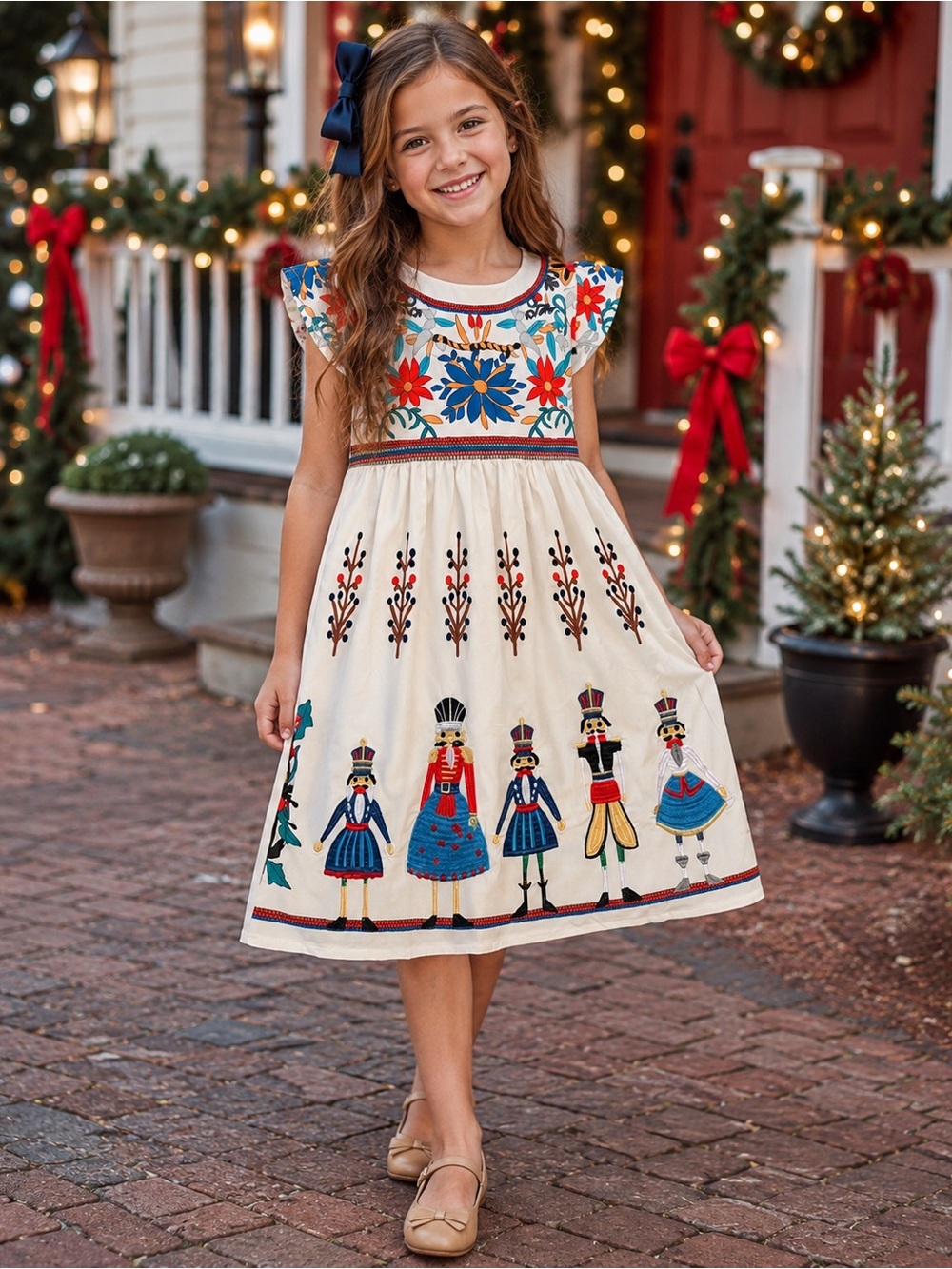 ✨ Mini Taylor Girls Folk Art Dress | Size 8–9Y